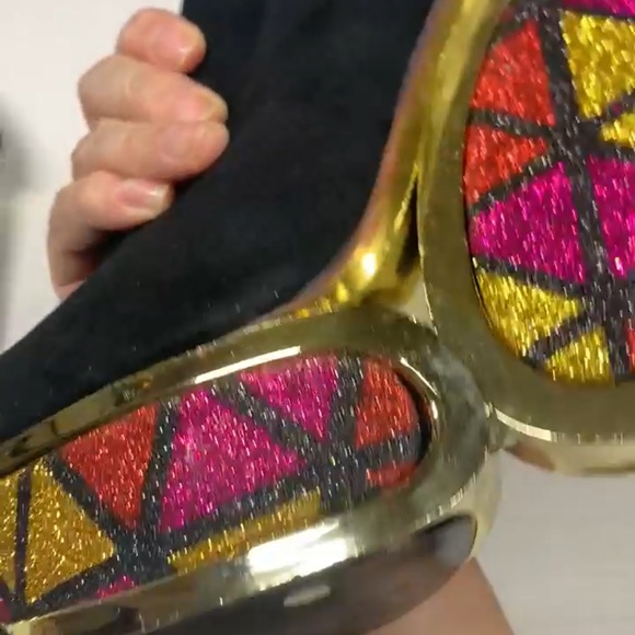 Privileged black platform booties with glitter detail size 8 - Picture 6 of 13